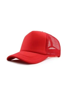 1 Pieza Gorra De Béisbol De Malla De Esponja Roja, Gorra De Camionero Adecuada Para Uso Diario - Rojo - Ver 2