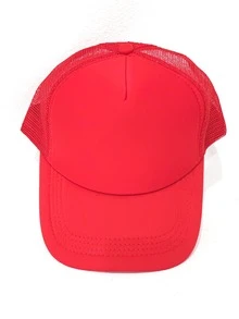 1 Pieza Gorra De Béisbol De Malla De Esponja Roja, Gorra De Camionero Adecuada Para Uso Diario - Rojo - Ver 4
