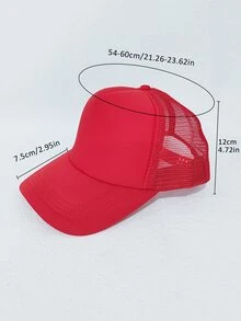 1 Pieza Gorra De Béisbol De Malla De Esponja Roja, Gorra De Camionero Adecuada Para Uso Diario - Rojo - Ver 5