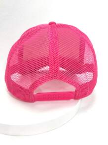 1pc Pink Sponge Mesh Baseball Cap, Trucker Hat, Suitable For Everyday Use - Hot Pink - View 4
