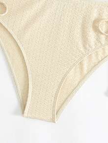 2023新款比基尼套装抹胸分体欧美女士比基尼套装抽绳比基尼套装夏季沙滩 - 米色 - 查看 7