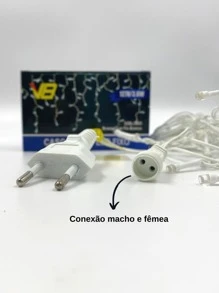 Cascata 220V Natal 400 Lâmpadas LED Fixo Fio Branco Função 10 metros 220V - Azul Royal - Visão 5