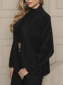 We Happy Women's Teddy Lanzinha Fur Coat Winter 2025 - Black - View 2