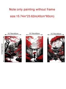 3入組15.7*23.6英寸/40厘米*60厘米無框抽象花油畫掛畫適用於家庭裝飾帆布繪畫 - 黑與白 - 查看 5