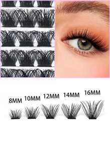 Sanishi Lashes 144pcs/Set D Curl DIY Eyelash Cluster Extension, Ultra-Volume Individual Lashes For Home Use (D-8-16MIX) Lash Clusters, Eyelash Clusters, Individual Eyelashes, Lashes, Fake Lashes - Black - View 3