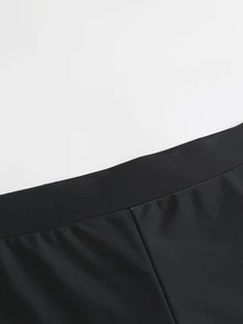 女士平角防走光黑色保守修身比基尼泳裤高腰遮肚平角温泉女士下装夏季 - 黑色 - 查看 6