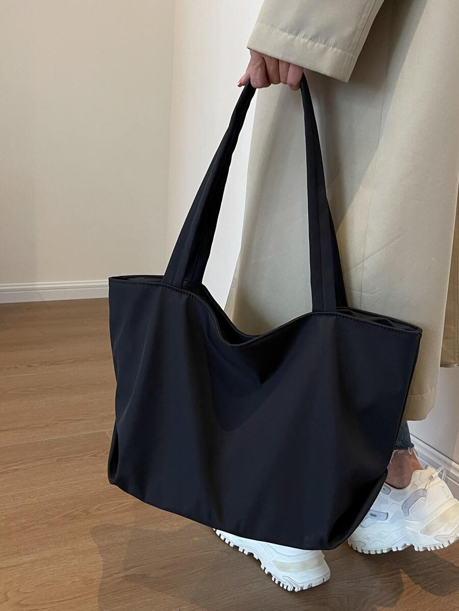 Large Capacity Stylish Shopping Bag, Commuter Simple Nylon Lightweight Casual Shoulder Bag