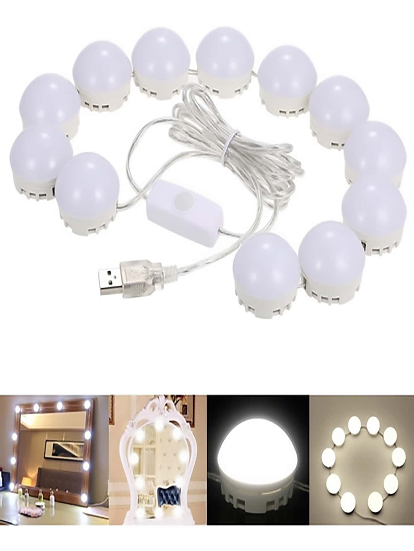 Luminária Camarim De Led Para Espelho Penteadeira 10 Lâmpadas 3 Cores Com Controle De Luminosidade Top - Branco - Visão 1