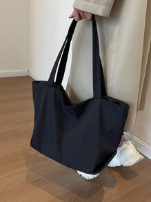 Large Capacity Stylish Shopping Bag, Commuter Simple Nylon Lightweight Casual Shoulder Bag