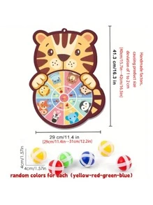 1pc Lovely Tiger Shape Sticky Ball Target Board Game - Yellow - View 5