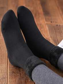 2pcs Women/Men Winter Warm Thicken Thermal Socks Black Skin Seamless Sock Plush Soft Boots Floor Sleeping Socks - Multicolor - View 4