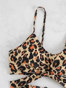 Sexy High Waist Crossed Back Printed Bikini Summer - Multicolor - View 3