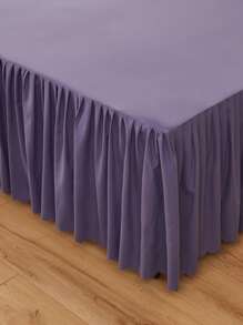 1pc Solid Color Bed Skirt With Ruffled Edges, Polyester Brushed Microfiber With Skin-friendly, Wrinkle Resistant, Anti-mite, Antibacterial And Thickened Feature, Super Soft, Machine Washable, Suitable For Four Seasons And Various Occasions Such As Bedroom, Guest Room, And Dormitory - Màu tím - Xem 5