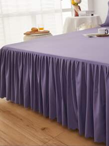 1pc Solid Color Bed Skirt With Ruffled Edges, Polyester Brushed Microfiber With Skin-friendly, Wrinkle Resistant, Anti-mite, Antibacterial And Thickened Feature, Super Soft, Machine Washable, Suitable For Four Seasons And Various Occasions Such As Bedroom, Guest Room, And Dormitory - Màu tím - Xem 4