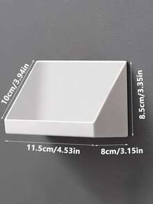 1 pieza Estante de almacenamiento montado en pared simple de plástico , clásico múltiples fines montado en la pared flotante estante para casa - Blanco - Ver 4