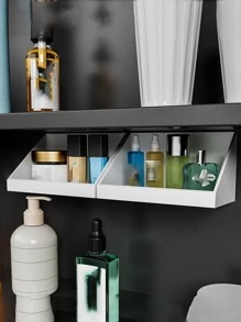 1 pieza Estante de almacenamiento montado en pared simple de plástico , clásico múltiples fines montado en la pared flotante estante para casa - Blanco - Ver 2