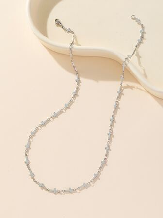 1入組不銹鋼簡約風十字吊墜項鍊