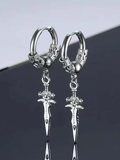 Personalized Vintage Dragon-Patterned Sword Earrings Fashion Jewelry Earrings Gender-Neutral Earrings