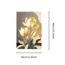 1PC Natural Art Golden Flower Wall Painting - White - View 2