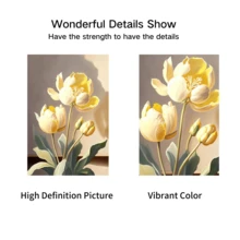 1PC Natural Art Golden Flower Wall Painting - White - View 3