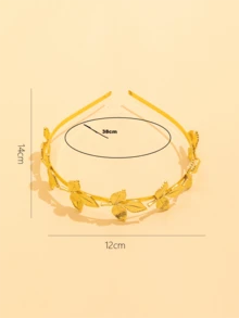 1pc Greek Goddess Style Alloy Leaf Headband - Gold - View 3