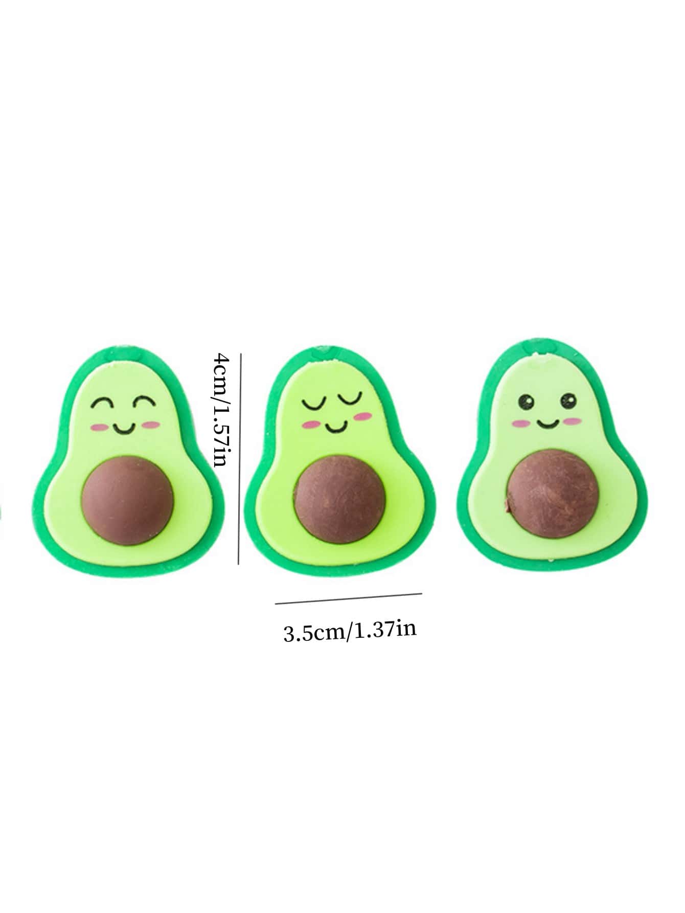 3pcs Set Random Cute Avocado Expression Erasers, Creative Stationery