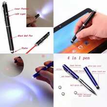 10 PIEZAS DE Pluma Lápiz Pen Stylus Lámpara Láser Bolígrafo Tablet Celula - Negro - Ver 1