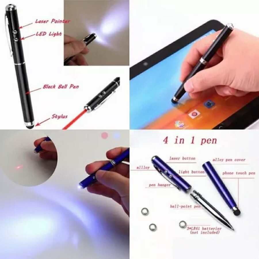 10 PIEZAS DE Pluma Lápiz Pen Stylus Lámpara Láser Bolígrafo Tablet Celula - Negro - Ver 1
