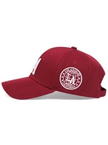 1個中性字母刺繡棒球帽，適用於春秋戶外旅行、沙灘度假、街頭，可調節遮陽休閒帽 - 酒紅色 - 查看 3