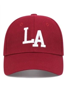 1個中性字母刺繡棒球帽，適用於春秋戶外旅行、沙灘度假、街頭，可調節遮陽休閒帽 - 酒紅色 - 查看 2