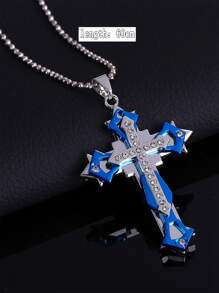 1 pieza Collar con colgante de hombres de acero inoxidable multicapas cruzado & mecánico estilo guay