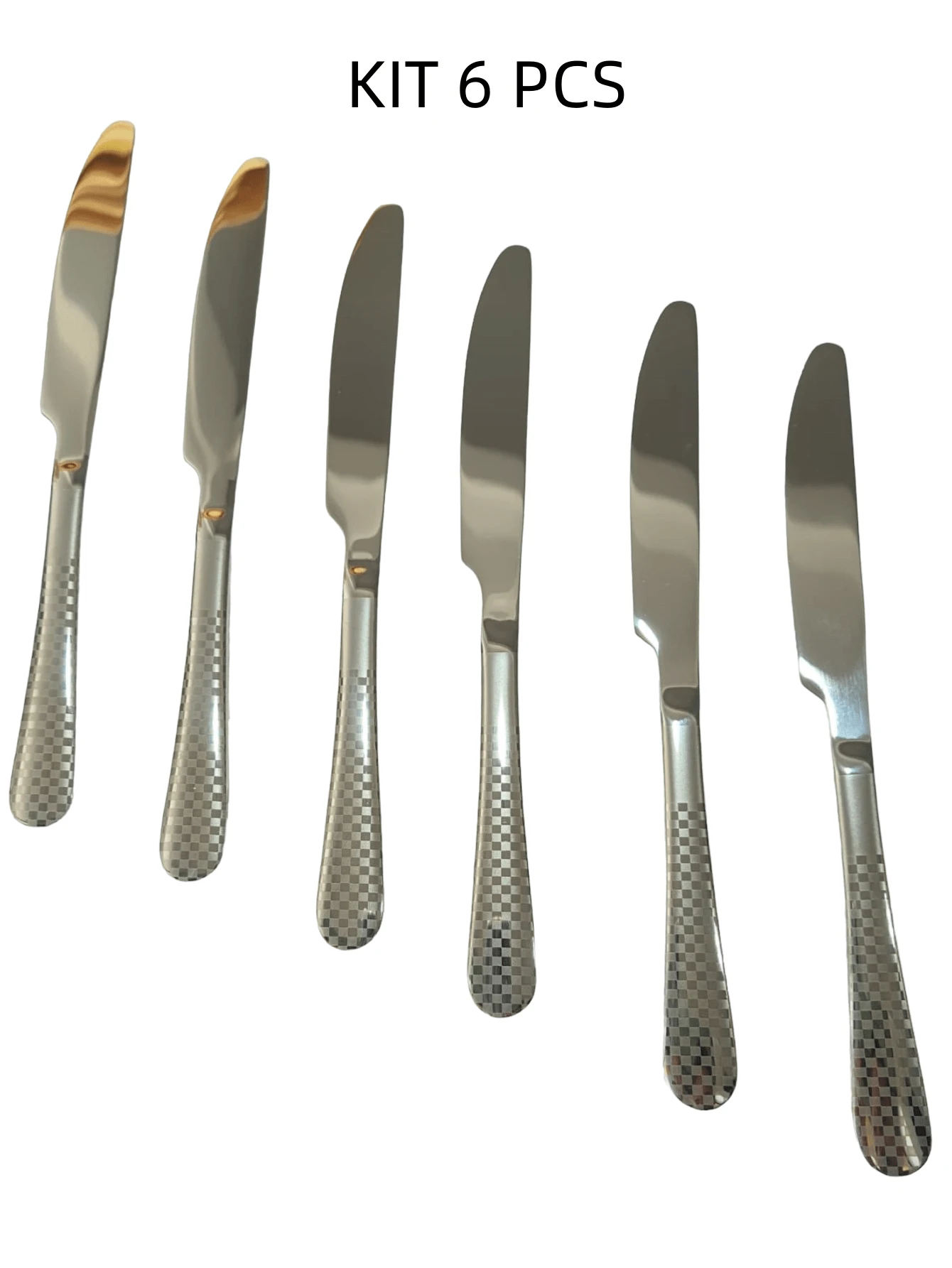 Kit 6 Facas De Mesa Inox Para Casa, Bar, Restaurante, Pizzaria, Buffet - Prata - Visão 1