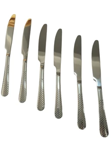 Kit 6 Facas De Mesa Inox Para Casa, Bar, Restaurante, Pizzaria, Buffet - Prata - Visão 2