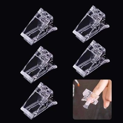 5入組水晶美甲模具夾具水晶凝膠夾具配搭延伸凝膠成型夾