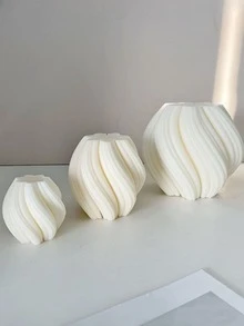 DIY 硅胶模具不对称几何波浪旋转蜡烛模具抽象艺术柱波浪条纹柱家居装饰香薰蜡烛模具 - 彩色 - 查看 4
