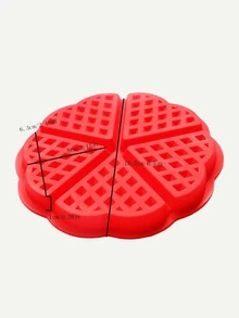 1入組华夫饼模具烘焙用品矽膠華夫鬆餅烘烤模具花愛心形狀模具,紅色的 - 紅色 - 查看 2