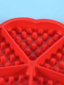 1入組华夫饼模具烘焙用品矽膠華夫鬆餅烘烤模具花愛心形狀模具,紅色的 - 紅色 - 查看 3