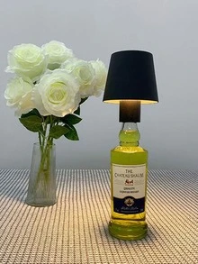 Rechargeable Wine Bottle Table Lamp, Removable Creative Portable Decorative Atmosphere Lamp - Black - View 3