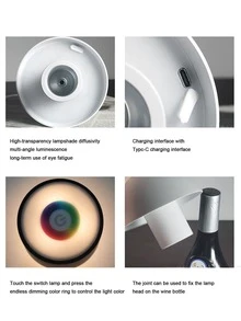 Rechargeable Wine Bottle Table Lamp, Removable Creative Portable Decorative Atmosphere Lamp - Black - View 12