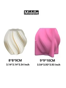 DIY 硅胶模具不对称几何波浪旋转蜡烛模具抽象艺术柱波浪条纹柱家居装饰香薰蜡烛模具 - 彩色 - 查看 10