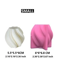 DIY 硅胶模具不对称几何波浪旋转蜡烛模具抽象艺术柱波浪条纹柱家居装饰香薰蜡烛模具 - 彩色 - 查看 9