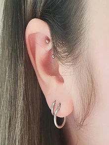 Stud Earrings - 灰色 - 查看 2