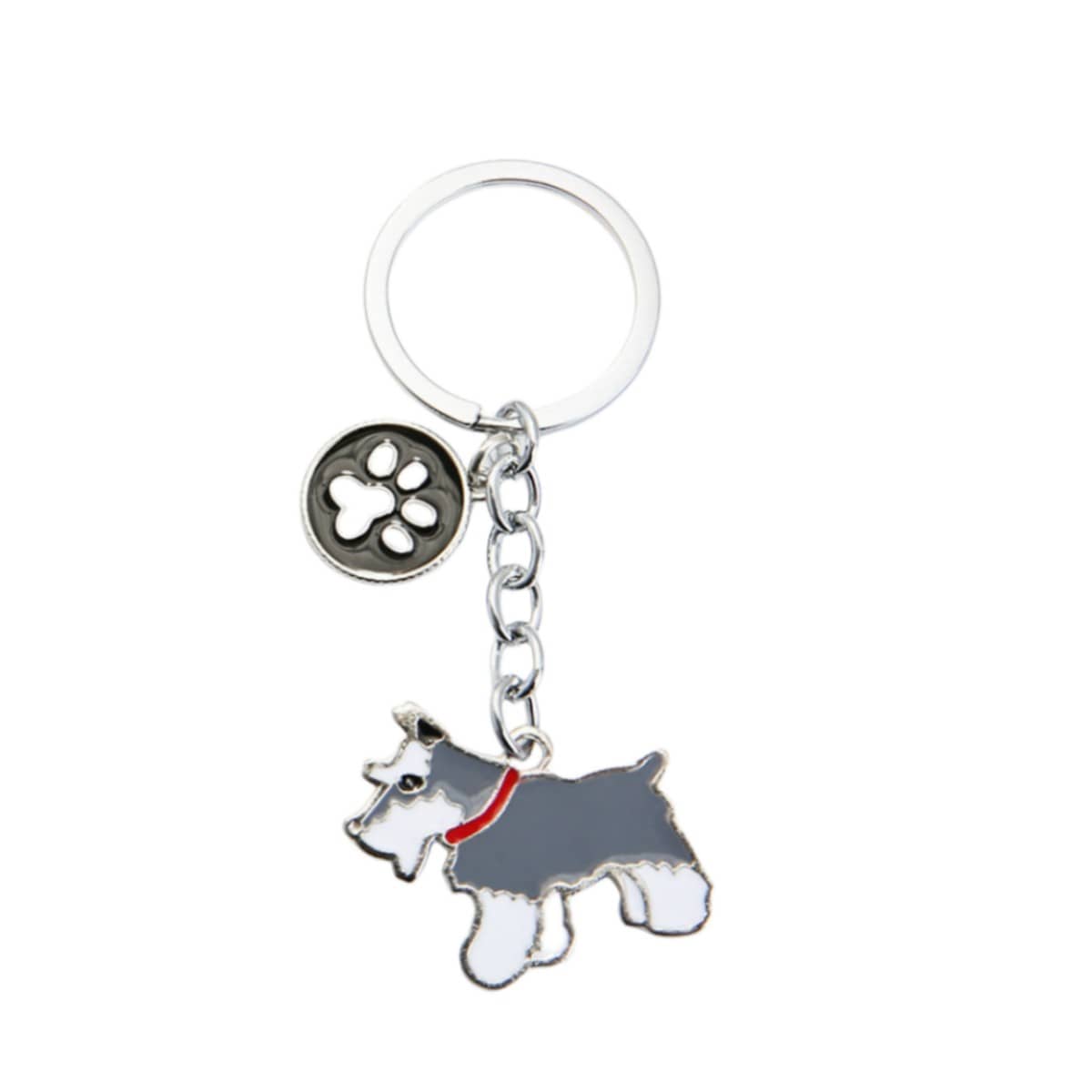 寵物配件雪納瑞鑰匙圈鋅合金可愛狗狗鑰匙圈適用於包&錢包裝飾用品 - 灰色 - 查看 1