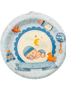 Kit de Fiesta 30 Invitados de Personaje Baby Shower Niño Desechables 120 pz Artículos Decoración Cartón Platos Vasos Dulceros Palomeros - Negro - Ver 2