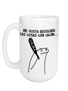 Flork Large Mug I Like To Solve Everything Calmly | Funny Deformed Meme Phrase 15 Oz | Coffee Or Tea - trắng - Xem 1