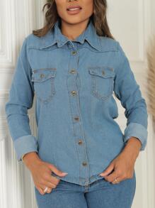 Women Denim Jackets & Coats - 中等水洗藍 - 查看 3