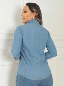 Women Denim Jackets & Coats - 中等水洗藍 - 查看 4