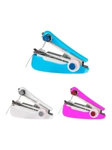 Mini Máquina Costura Manual Portátil Bordado Mais Agulha Com Linha Trapos Roupas - Multicolorido - Visão 4