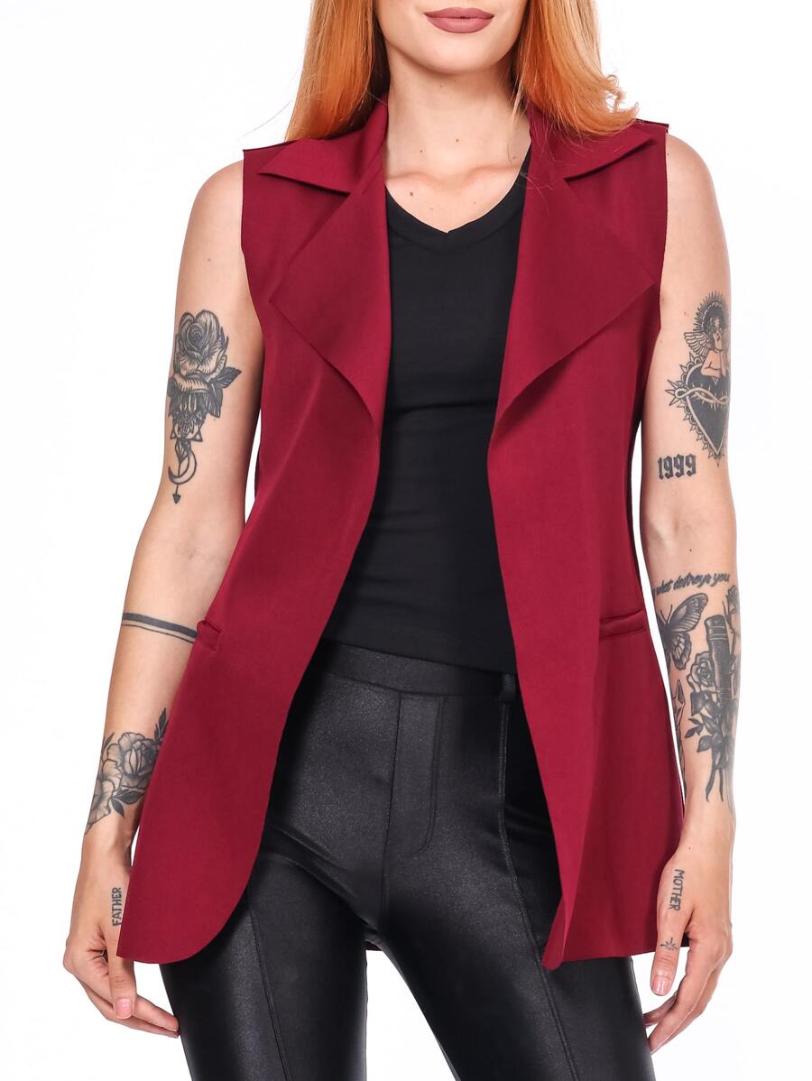 Women Blazers - Burgundy - View 1
