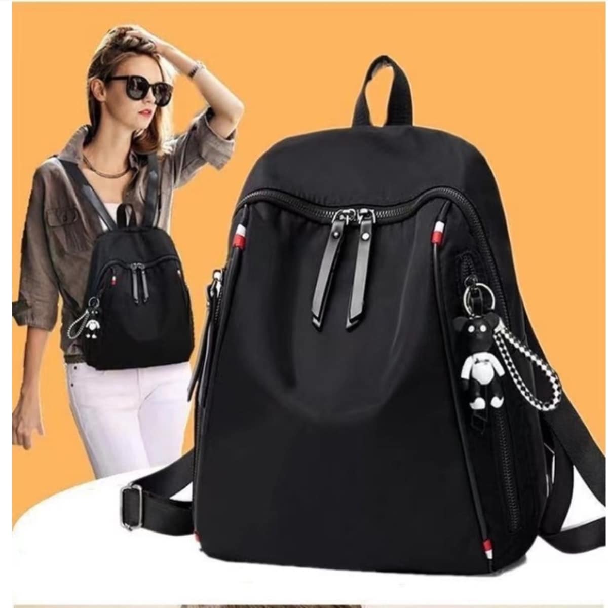 Girl Backpack For Casual Use Korean Style - Black - View 1